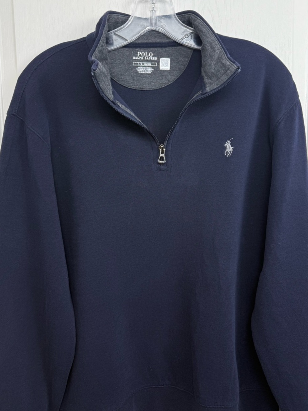 SOLD Polo Ralph Lauren Luxury Jersey Quarter-Zip Pullover Size Large Navy Blue - Picture 9 of 11